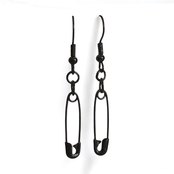 5 For $25💫Small Black Safety Pin Punk Dangles - Picture 3 of 5